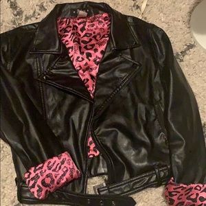 Gently used girls fake leather jacket
